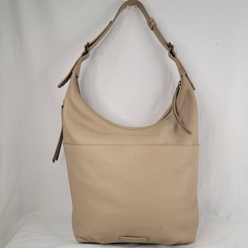 Lucky Brand Large Tan Pebbled Leather Slouchy Hobo Bag Boho